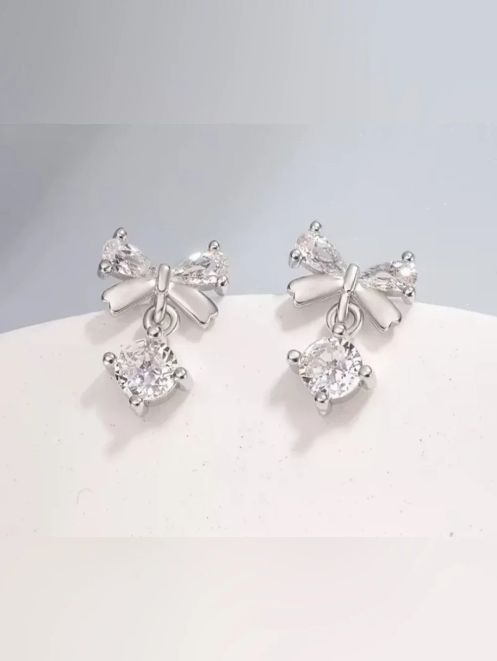 $8 Each Or Bundle 5/$20 Sterling Silver Bow Drop Cubic Zirconia Earrings